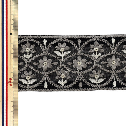 【数量5から】 手芸ブレード 『2026インド刺繍ブレード 約6cm幅 ブラック M-5128#4』