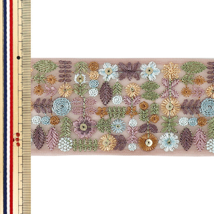 【数量5から】 手芸ブレード 『2026インド刺繍ブレード 約6cm幅 パープル M-5165B』