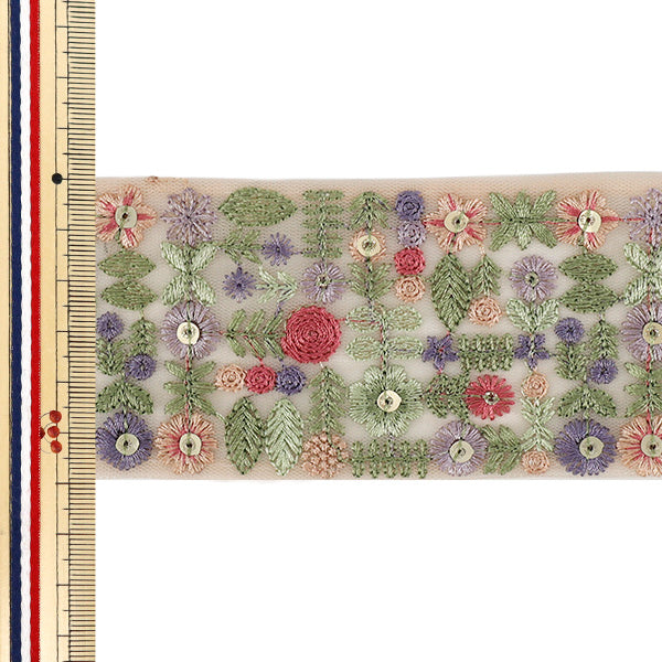 【数量5から】 手芸ブレード 『2026インド刺繍ブレード 約6cm幅 ピンク M-5165I』
