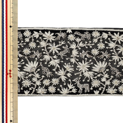 【数量5から】 手芸ブレード 『2026インド刺繍ブレード 約7.5cm幅 ブラック M-5185A』