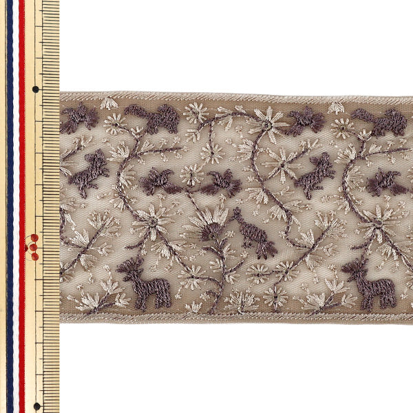 【数量5から】 手芸ブレード 『2026インド刺繍ブレード 約7.5cm幅 ブラウン M-5185C』