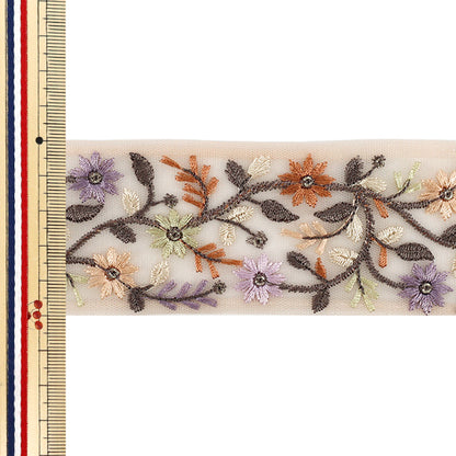 【数量5から】 手芸ブレード 『2026インド刺繍ブレード 約5cm幅 ピンク M-5193F』