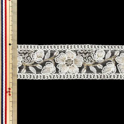 【数量5から】 手芸ブレード 『2026インド刺繍ブレード 約3.5cm幅 ホワイト M-5074B』