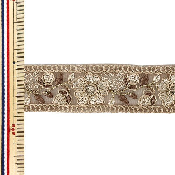 【数量5から】 手芸ブレード 『2026インド刺繍ブレード 約3.5cm幅 ベージュ M-5074I』