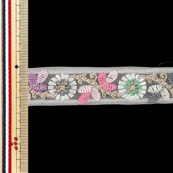 【数量5から】 手芸ブレード 『2026インド刺繍ブレード 約2.5cm幅 ホワイト M-5075D』