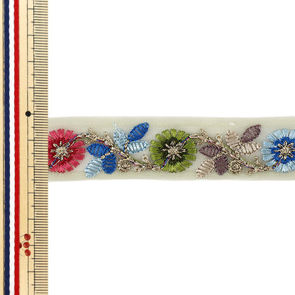 【数量5から】 手芸ブレード 『2026インド刺繍ブレード 約2.5cm幅 ベージュ M-5075H』