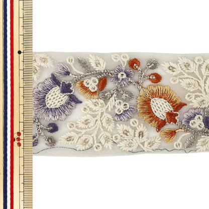 【数量5から】 手芸ブレード 『2026インド刺繍ブレード 約6cm幅 ホワイト M-5130C』