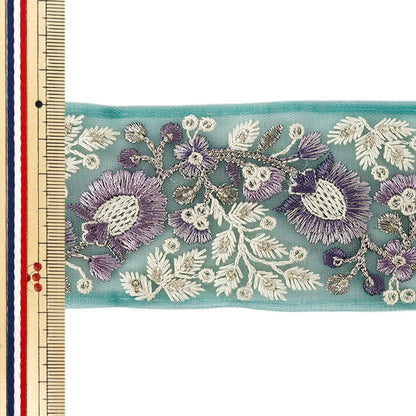 【数量5から】 手芸ブレード 『2026インド刺繍ブレード 約6cm幅 グリーン M-5130E』