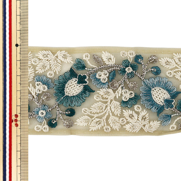 【数量5から】 手芸ブレード 『2026インド刺繍ブレード 約6cm幅 ベージュ M-5130G』