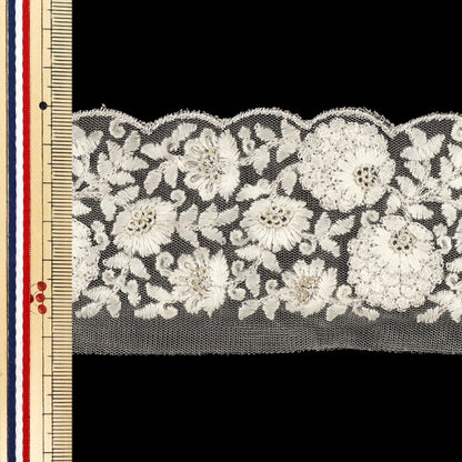 【数量5から】 手芸ブレード 『2026インド刺繍ブレード 約6.5cm幅 ホワイト M-5195E』