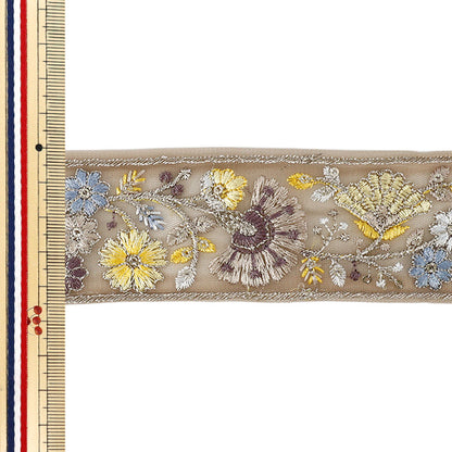 【数量5から】 手芸ブレード 『2026インド刺繍ブレード 約4.5cm幅 ベージュ M-5192B』
