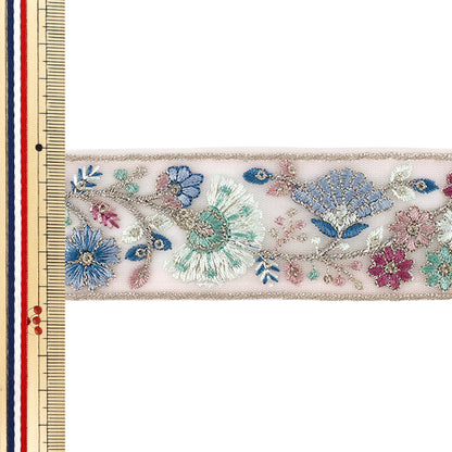 【数量5から】 手芸ブレード 『2026インド刺繍ブレード 約4.5cm幅 ピンク M-5192G』