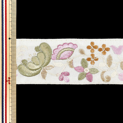 【数量5から】 手芸ブレード 『2026インド刺繍ブレード 約5.3cm幅 ホワイト×パープル M-5162A』