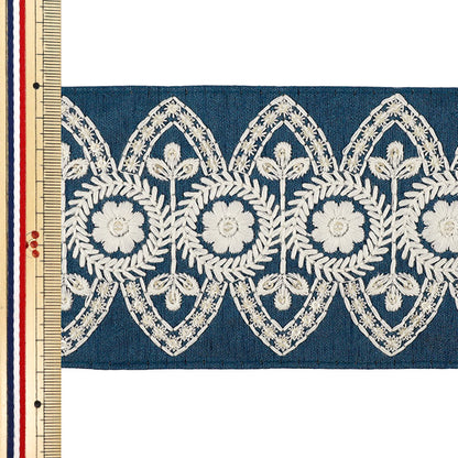 【数量5から】 手芸ブレード 『2026インド刺繍ブレード 約9cm幅 ブルー M-5178F』