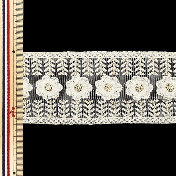【数量5から】 手芸ブレード 『2026インド刺繍ブレード 約6cm幅 ホワイト M-5139B』