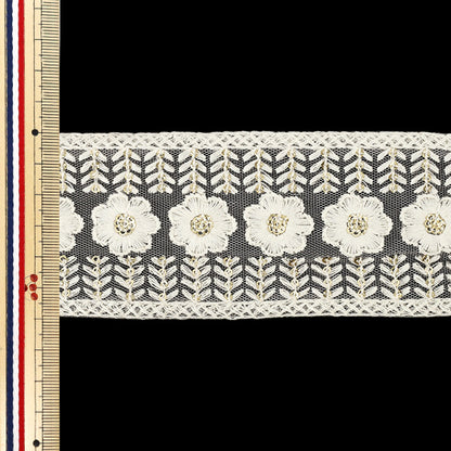 【数量5から】 手芸ブレード 『2026インド刺繍ブレード 約6cm幅 ホワイト M-5139B』