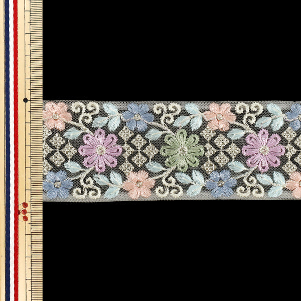【数量5から】 手芸ブレード 『2025インド刺繍ブレード 約4.5cm幅 ホワイト M-1251I』