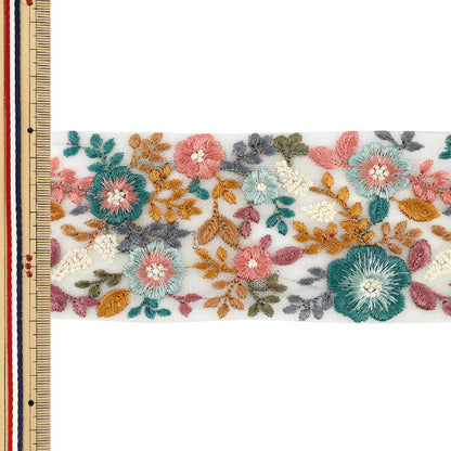【数量5から】 手芸ブレード 『2026インド刺繍ブレード 約7cm幅 グレー 45063#4』
