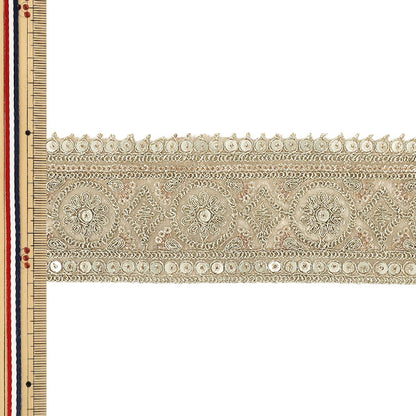 【数量5から】 手芸ブレード 『2026インド刺繍ブレード 約6cm幅 イエローゴールド 45425#1』
