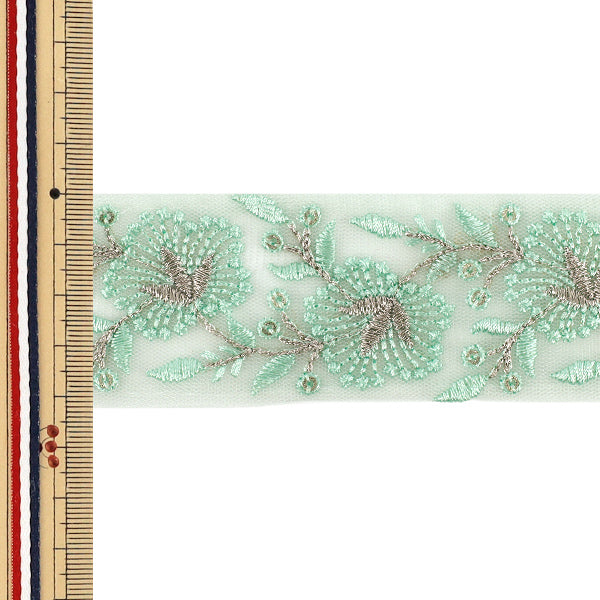 【数量5から】 手芸ブレード 『2026インド刺繍ブレード 約4.2cm幅 グリーン 45729#2』