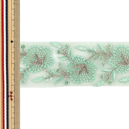 【数量5から】 手芸ブレード 『2026インド刺繍ブレード 約4.2cm幅 グリーン 45729#2』