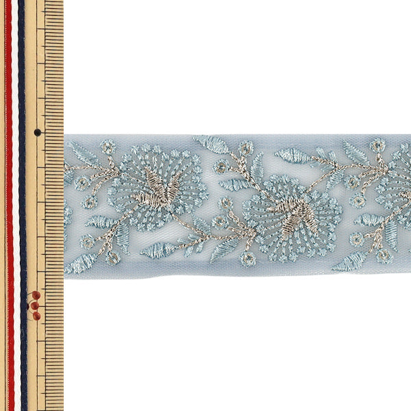 【数量5から】 手芸ブレード 『2026インド刺繍ブレード 約4.2cm幅 ブルー 45729#3』