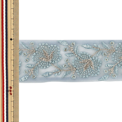 【数量5から】 手芸ブレード 『2026インド刺繍ブレード 約4.2cm幅 ブルー 45729#3』