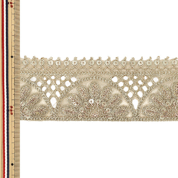 【数量5から】 手芸ブレード 『2026インド刺繍ブレード 約6cm幅 ゴールド 84D』