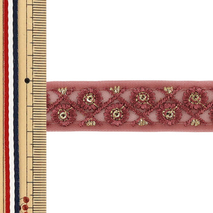 【数量5から】 手芸ブレード 『2026インド刺繍ブレード 約2cm幅 レッド 158E』