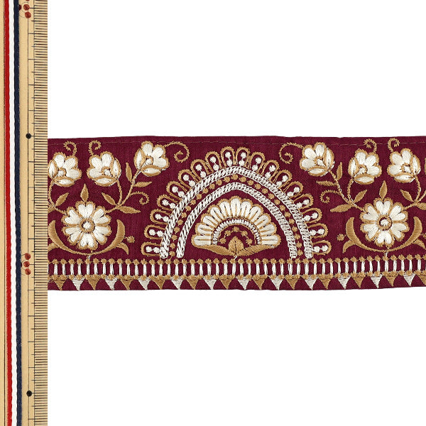 【数量5から】 手芸ブレード 『2026インド刺繍ブレード 約6cm幅 レッド 340A』