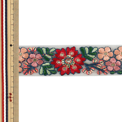 【数量5から】 手芸ブレード 『2026インド刺繍ブレード 約3cm幅 グレー 763E』