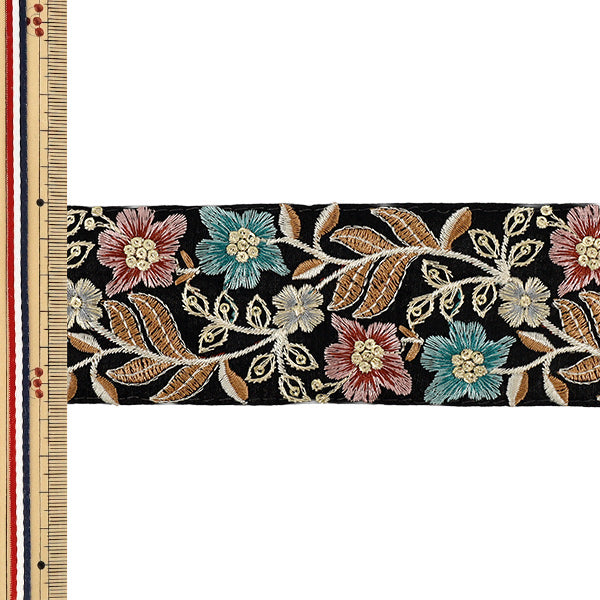 【数量5から】 手芸ブレード 『2026インド刺繍ブレード 約5.5cm幅 ブラック 2123A』