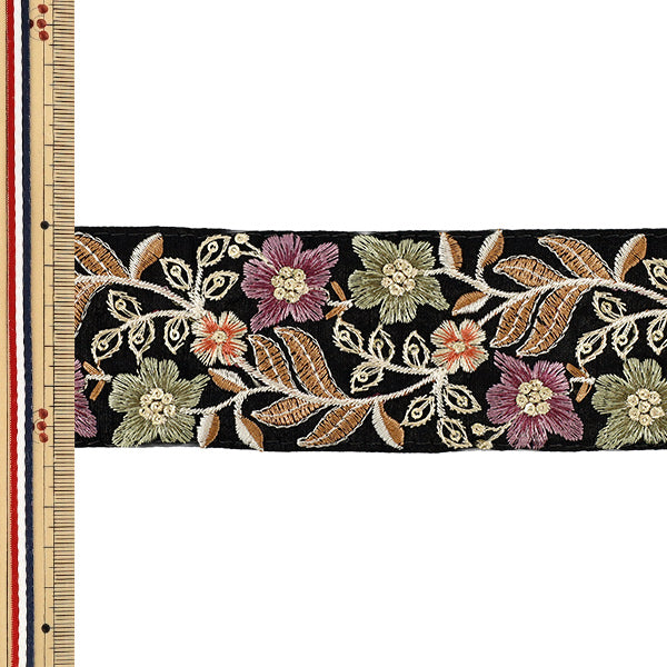 【数量5から】 手芸ブレード 『2026インド刺繍ブレード 約5.5cm幅 ブラック 2123E』