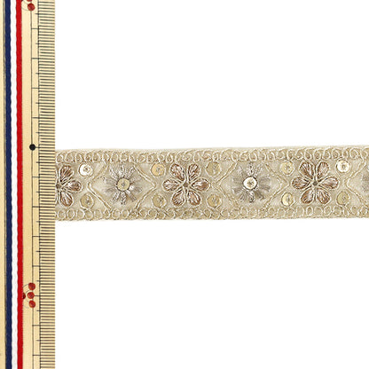 【数量5から】 手芸ブレード 『2025インド刺繍ブレード 約2.5cm幅 ベージュ M-1379Q』