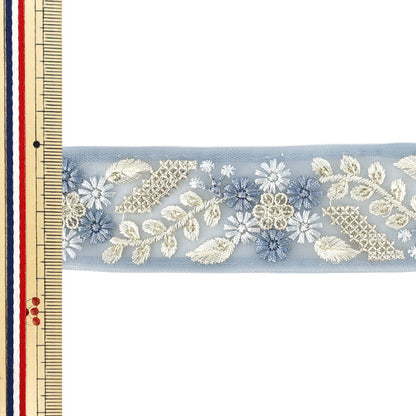 【数量5から】 手芸ブレード 『2025インド刺繍ブレード 約3.7cm幅 ブルー OK-4B』