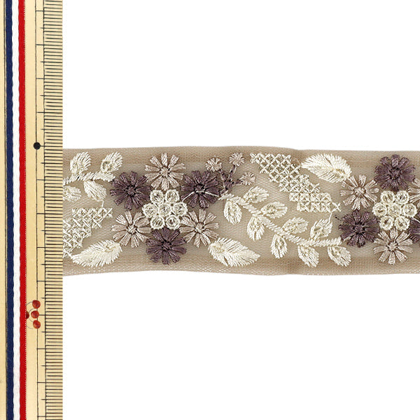 【数量5から】 手芸ブレード 『2025インド刺繍ブレード 約3.7cm幅 ベージュ OK-4E』