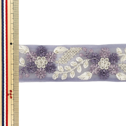【数量5から】 手芸ブレード 『2025インド刺繍ブレード 約3.7cm幅 パープル OK-4K』
