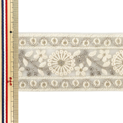 【数量5から】 手芸ブレード 『2025インド刺繍ブレード 約6cm幅 ホワイト M-1441#1』