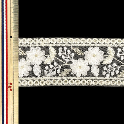 【数量5から】 手芸ブレード 『2025インド刺繍ブレード 約5cm幅 ホワイト M-1459』