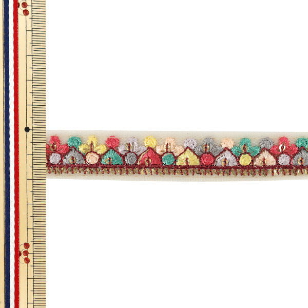 【数量5から】 手芸ブレード 『2026インド刺繍ブレード 約2cm幅 ベージュ 601E』