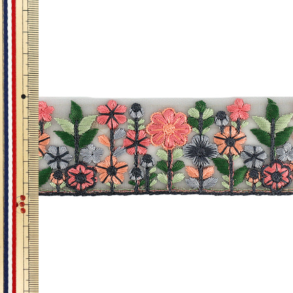 [Quantity from 5] HandicraftsTrim 『2026Indian embroidery trim Approximately 4.5cm width Gray 963C”