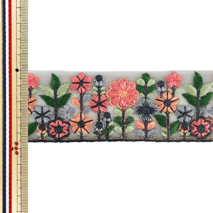 [Quantity from 5] HandicraftsTrim 『2026Indian embroidery trim Approximately 4.5cm width Gray 963C”