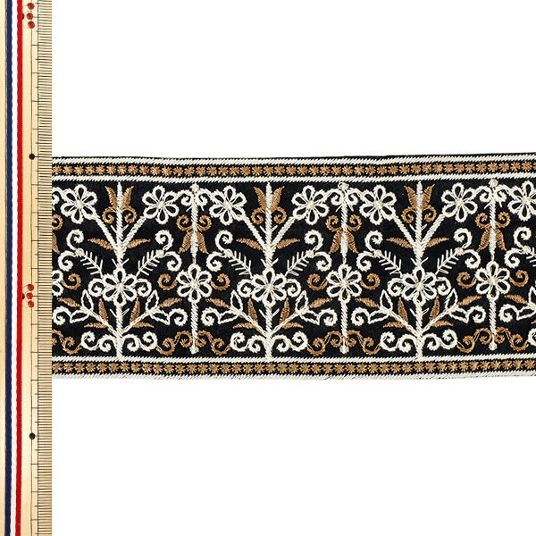 [Quantità da 5] ArtigianatoTrim 『2026Rifiniture per ricamo indiano Larghezza circa 8 cm nero M-5292A”