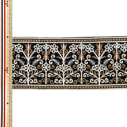 [Quantità da 5] ArtigianatoTrim 『2026Rifiniture per ricamo indiano Larghezza circa 8 cm nero M-5292A”