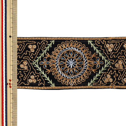 [Quantità da 5] ArtigianatoTrim 『2026Rifiniture per ricamo indiano Larghezza circa 5,5 cm nero M-5406A”