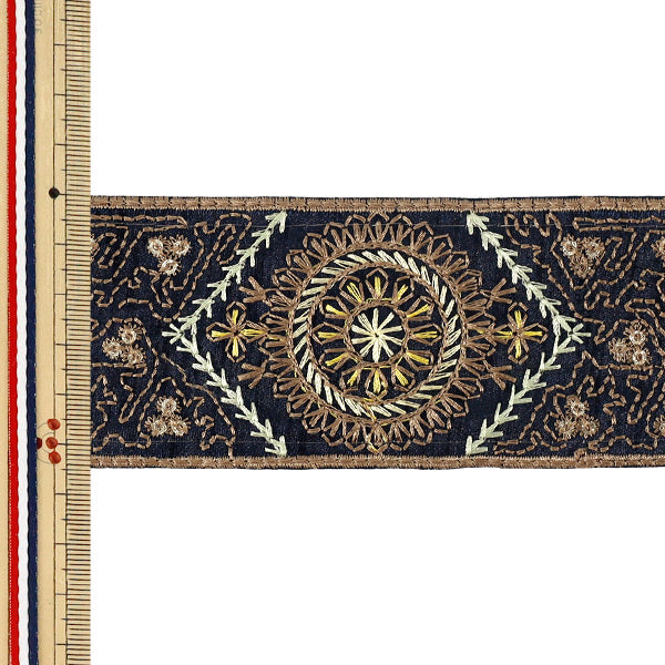 [Quantità da 5] ArtigianatoTrim 『2026Rifiniture per ricamo indiano Larghezza circa 5,5 cm blu scuro M-5406F"