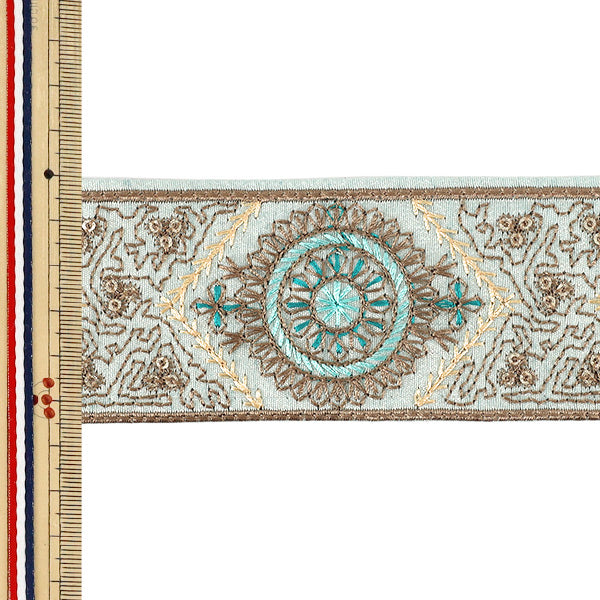 【数量5から】 手芸ブレード 『2026インド刺繍ブレード 約5.5cm幅 グリーン M-5406G』