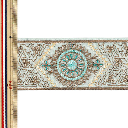 【数量5から】 手芸ブレード 『2026インド刺繍ブレード 約5.5cm幅 グリーン M-5406G』