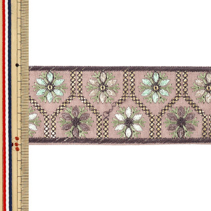 【数量5から】 手芸ブレード 『2026インド刺繍ブレード 約5cm幅 パープル M-5407#4』