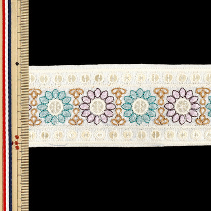 【数量5から】 手芸ブレード 『2026インド刺繍ブレード 約5.3cm幅 ホワイト 71403B』